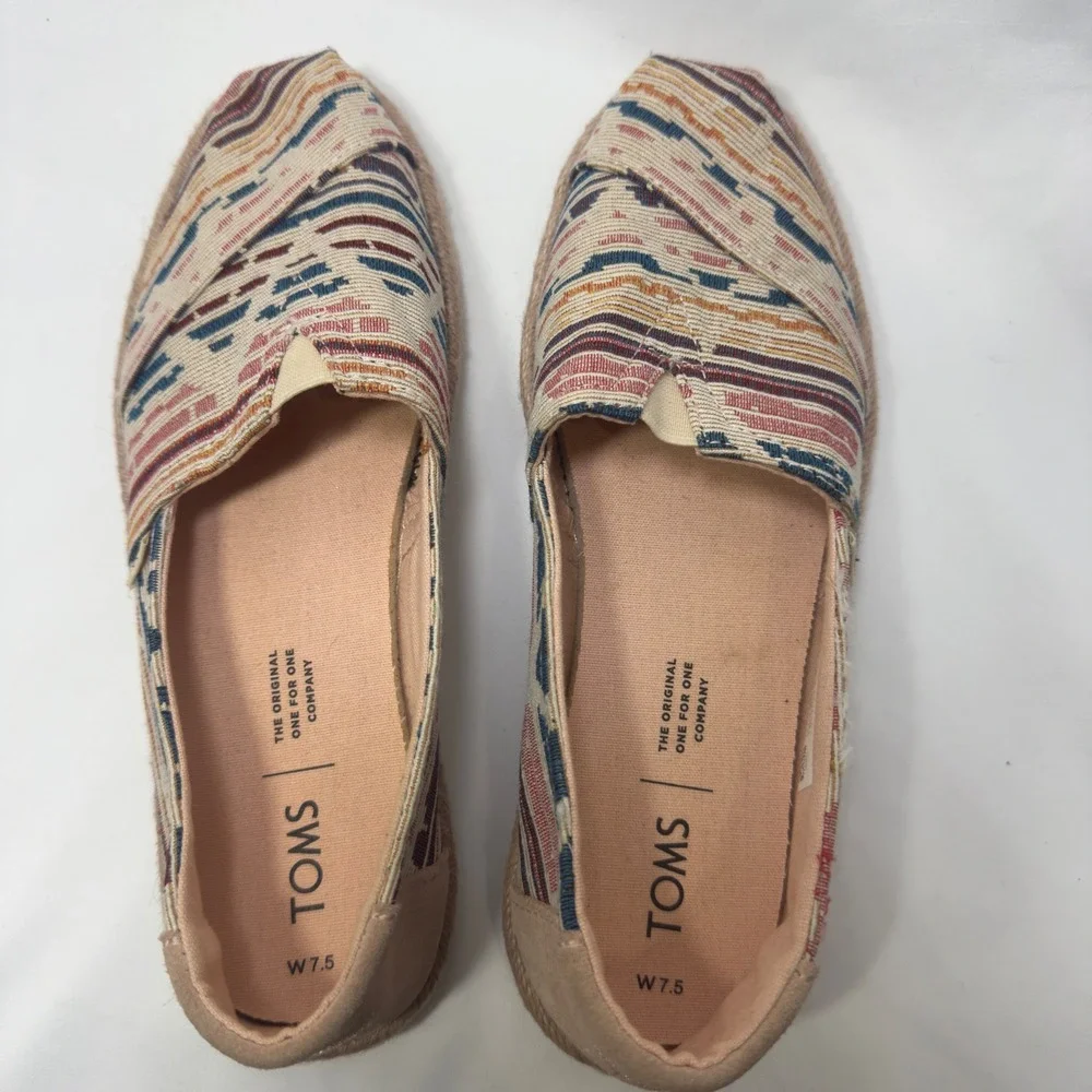 TOMS Women's‎ Espadrille Slip On Shoes Multi Color Woven Size 7.5